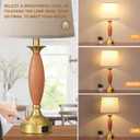 Seealle Touch Bedside Lamps for Nightstand - Bedroom Lamps Set of 2 with USB C+A, 3 Way Dimmable Table Lamps for Living Room (Wood Body and Gold Base)