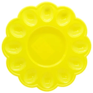 Platter Tray for Boiled Eggs  - Decorative Plastic Deviled Plate - Easter Serving Egg Dish - Holiday Egg Server - 9.44" - Yellow