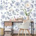 3 x Timeet 17.7In 78.7In Peel and Stick Wallpaper, Blue and White Floral Peel and Stick Wallpaper Boho Contact Paper Removable Self Adhesive Bedroom Cabinet Mural Wall Decor Vinyl Roll