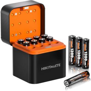 12 Pack Rechargeable Lithium AAA Batteries Kit, 1.5V 1300mWh Triple A Batteries Li-ion with 12-Slot Fast Charging Case, 1600+ Cycles, No Power Drop, Long-Lasting for High-Drain Devices