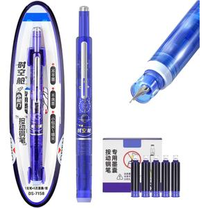 2 x Fountain Pen Retractable: 0.38mm Fine Nib Blue Ink Pens Includes 5 Refillable Ink Cartridges, Transparent Barrel for Smooth Writing No Leaking for Sketching Journaling Calligraphy Gift(Dark Blue)