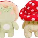 Enivtfz Frog Plushies Toys, 17" Cute Frog Pillow with Mushroom Hat Stuffed Animals, Kawaii Plushies Gift for Kids Girls Adults Valentines Birthdays GiftLight Green Red hat, 17inch