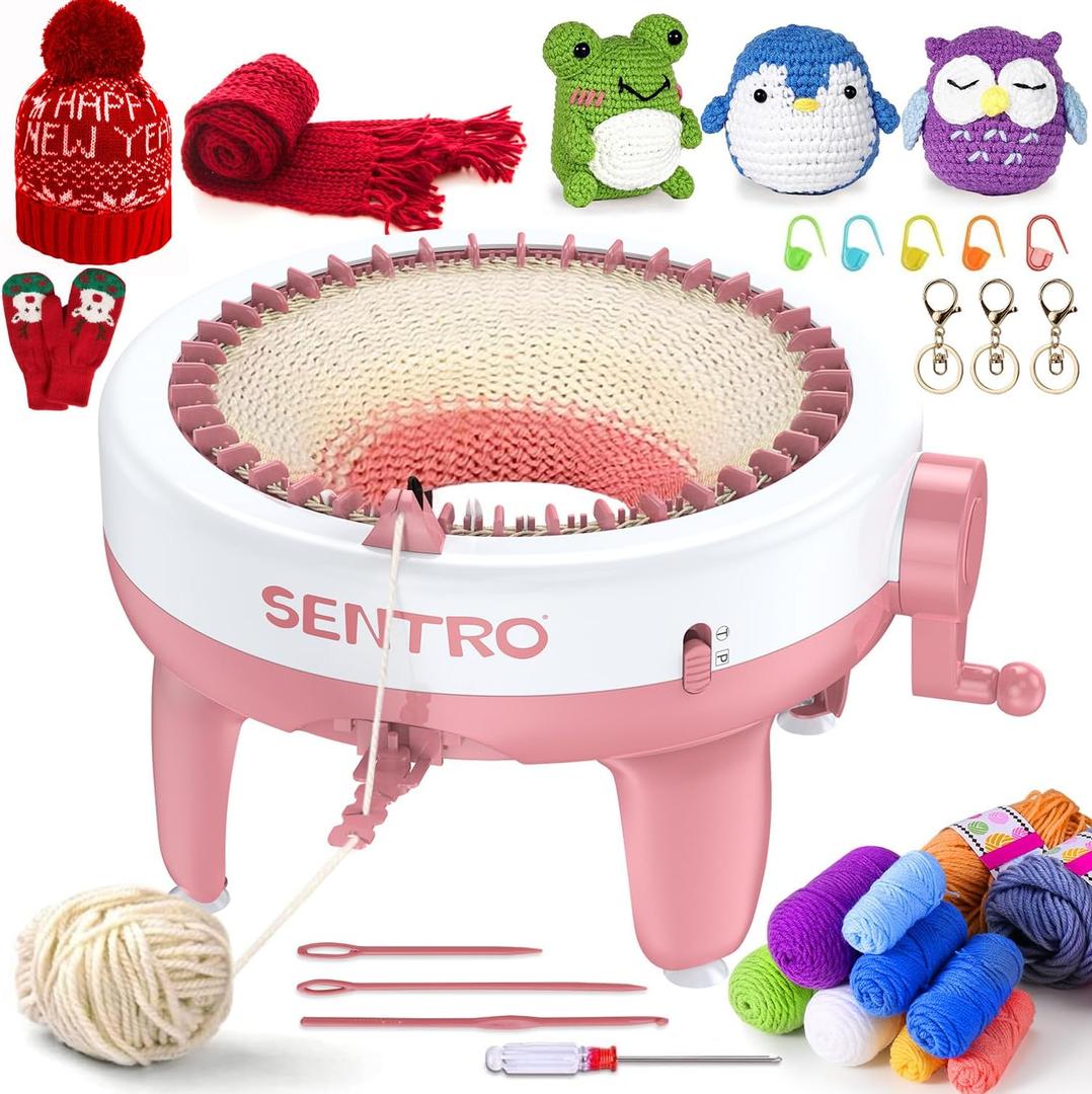 [2025 Upgraded] Sentro Knitting Machine 40 Needles, Perfect Knitting & Crochet Kit for Beginners, Smart Knitting Loom Supplies, Cute Animal Crochet Kit As Bonus, Christmas Gifts for Kids & Adults