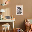 laveliabel Funny English Classroom Poster Hanger Frame, High Middle School Banner Poster with Wood Hanger, High School Gifts for Teacher Teens Check Vibe Before Coming Inside Wall Art Decor for SchoolClassroom, 12x16in