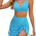 Blooming Jelly Women's High Waisted Bikini Sets Tummy Control Swim Skirt Two Piece Swim Suit 2025 Retro Swimsuit Large