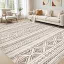 Сotiled 5x7 Area Rug Living Room: Washable Boho Rugs with Non Slip Backing Large Soft Indoor Stain Resistant Carpet for Bedroom Farmhouse Dining Room Lightweight Home Decor Dark Brown