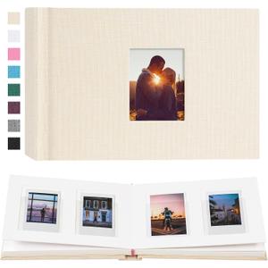 56 Pockets Instax Mini Photo Album for 2x3 Pictures, Linen Hardcover Polaroid Photo Album with Writing Space, Polaroid Album Book for Fujifilm Instax Mini Instant Camera (Beige)