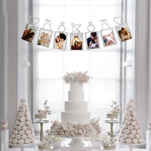 Concico Photo Banner for Bridal Shower/Wedding/Engagement/Anniversary Party Kit Supplies Decorations decor (Silver)