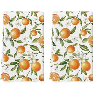 Artoid Mode Fruit Orange Summer Kitchen Towels Dish Towels, 18x26 Inch Farmhouse Flowers Decoration Hand Towels Set of 2
