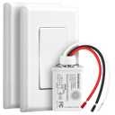 Suraielec Wireless Light Switch and Receiver Kit, 15A High Power, No Wiring, 100ft RF Range, Programmable Remote Control 3 Way Wall Switches for Lamp, Ceiling Light, Fan, Outdoor Lighting