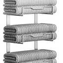 Hanging Towel Racks for Bathroom No Drill - Over The Door 8-Tier Bath Towel Storage Organizer for Small Bathrooms - Back Door Large Tiered Towel Holder Hanger for Rolled Towels RV Camper Silver