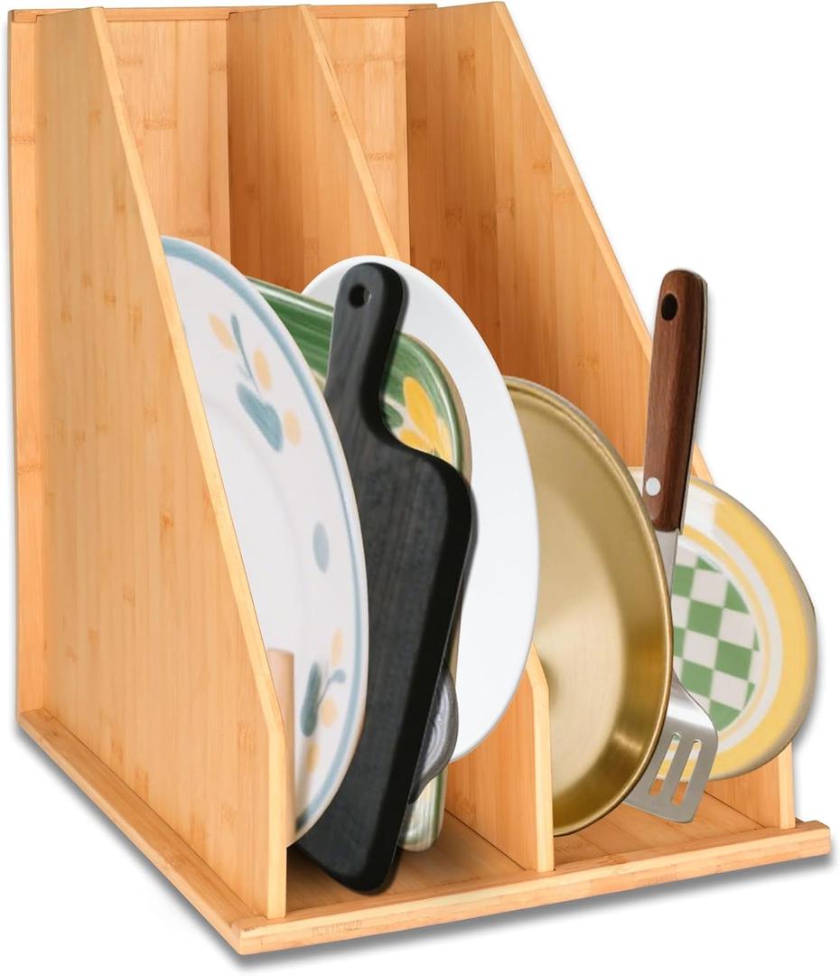 Cookie Sheet Organizer for Cabinet, Cabinet Dividers for Baking Sheets, Bamboo Tray Dividers for Cabinets Store Sheet Pan, Bakeware, Cutting Board and Kitchen Documents