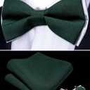 Barry.Wang Mens Suit Vest Linen Formal/Casual V-neck Waistcoat Tie Bow Tie Set Solid Color 6PC Wedding Party Tuxedo (Green, XL)