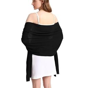 Yetoun Elegant Shawls and Wraps for Evening Dresses Chiffon Scarf Pashmina Wraps for Women Wedding Scarves(Black, 79inch×19inch)