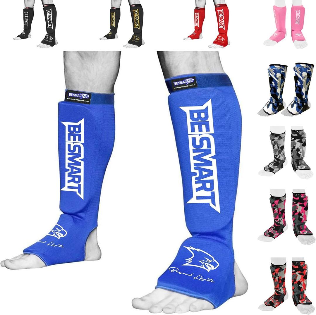 Be Smart Kids, Adults, Youth, Men and Women Muay Thai MMA Kickboxing Shin Guards, Instep Guard Training, Sparring Protective Gear Equipment Shin Kick Pads, Size: XXXS ( 3 to 8 Years )