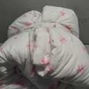 Nayoroom Pink Bow Comforter Set Queen Size Heart Bowknot Printed Coquette Bedding Set 3 Pcs Kids Girls Cute Comforter for All Seasons (1 Comforter, 2 Pillow Shams)