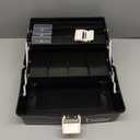 TERGOO 12in Three-Layer Multipurpose Storage Box Organizer Folding Tool Box/Art & Crafts Case/Sewing Supplies Organizer/Medicine Box/Family First Aid Box with 2 Trays (Black)