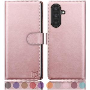 SUANPOT Compatible with Samsung Galaxy A36 Wallet case with RFID Blocking Credit Card Holder,Flip Book PU Leather Protective Cover Women Men for Samsung A36 Phone case Rose Gold
