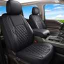 Huidasource Ford Seat Covers, Leather Pickup Seat Cushion Cover Fit for 2015-2026 Ford F150 SuperCrew & 2017-2026 F250 F350 F450 Super Duty Crew Cab XL XLT Lariat King Ranch Platinum(Full Set/Black)