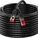 Cat6 Outdoor Ethernet Cable 150ft,Outdoor Shielded Grounded UV Resistant Waterproof Buried-able Network Cord Compatible for Ca6/Cat5/Cat5e,for Game,Router,LAN,TV