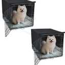 Explore Land Breathable Dog Crate Cover - 4 Sides Mesh Ventilation, Pet Kennel Cover, All Sides Open, Universal Fit for 1 2 3 Doors 24 inches Wire Dog Crate 2 Pack
