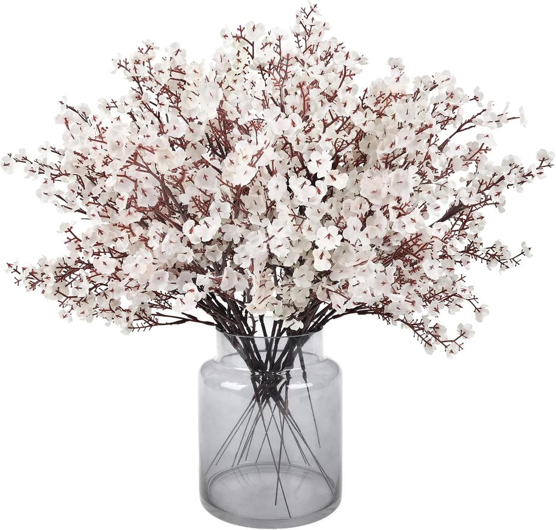 Babys Breath Artificial Flowers 16 Bundles White Real Touch Fake Flowers Silk Flowers Bulk for Vase Home Office Wedding Fall Indoor Outdoor Centerpiece Table Party Decorations
