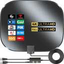 2026 Upgraded Indoor TV Antenna for Smart TVs, 3600+ Miles Range Digital Antenna for Local Channels, 4K 8K 1080p HD Antenna with Signal Booster & 18FT Coaxial Cable