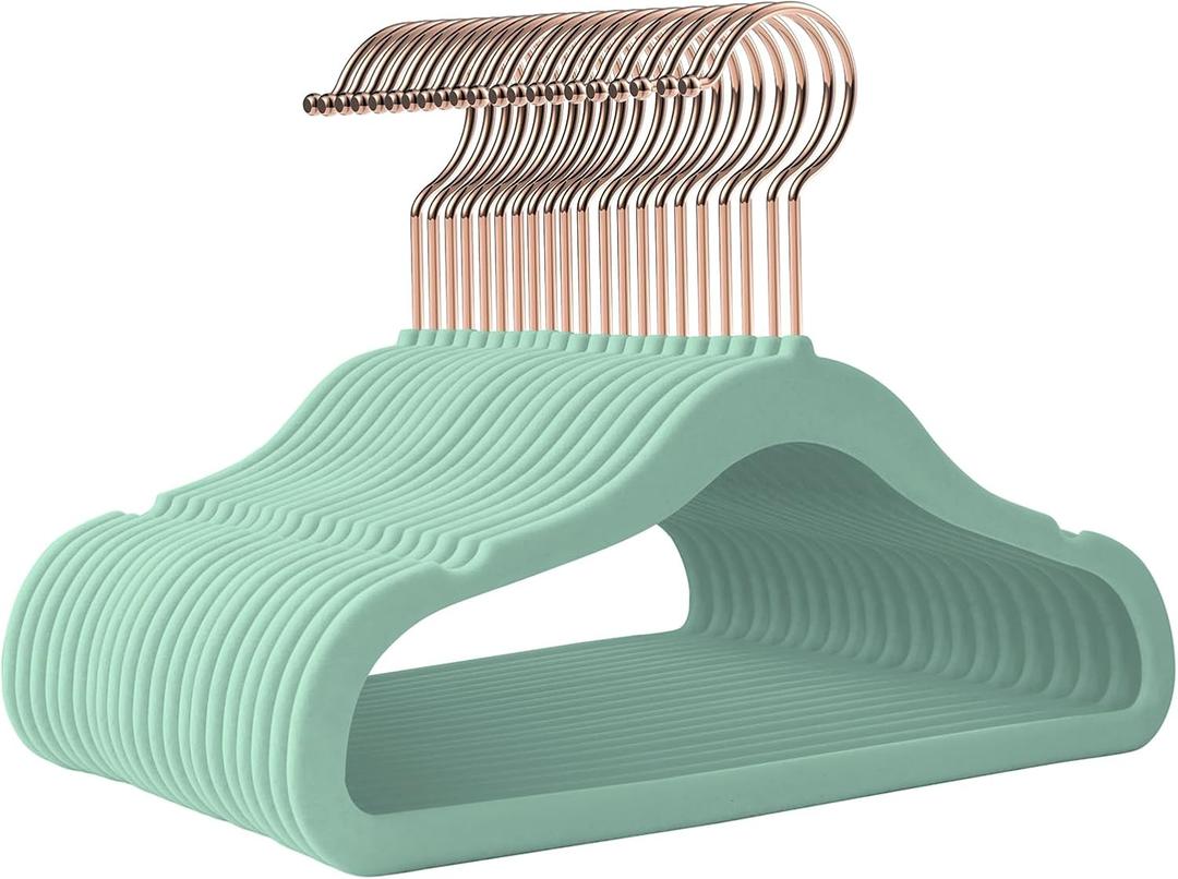 Baby Hangers Velvet 50 Pack-11.4 Inch,Baby Clothes Hanger Non Slip, Kid Hanger for Closet,Durable Infant/Toddler Hangers Teal Hanger