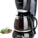 Mixpresso 8-Cup Drip Coffee Maker Programmable, Coffee Pot Machine Including Reusable & Removable Coffee Filter, Black Electric Coffee Maker