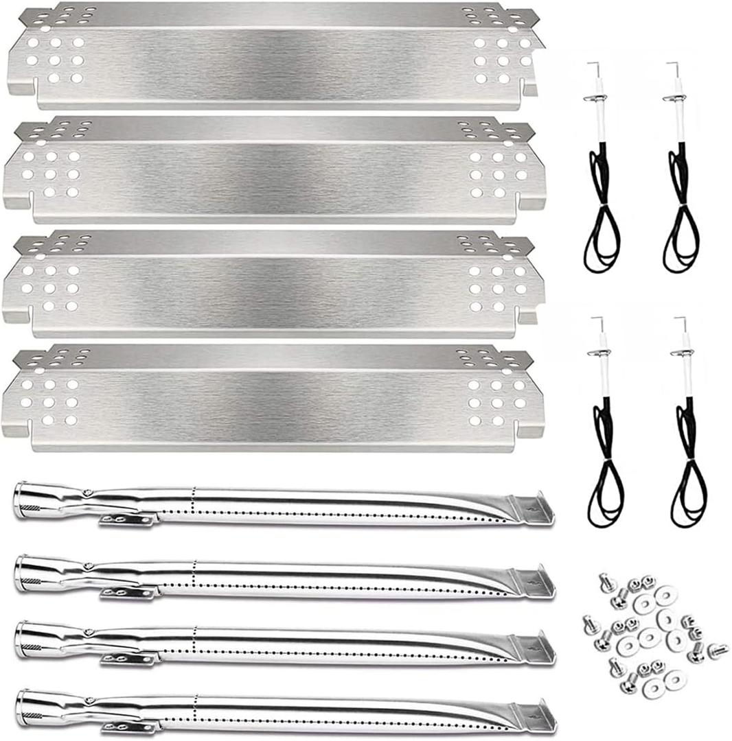 Utheer Grill Replacement Parts for Nexgrill 4 Burner 720-0830H 720-0783E 720-0888 720-0888N, Nexgrill Replacement Parts 4 Burner Included 4 Grill Burner Tube, 4 Heat Plates Shield Tent, 4 Ignitors