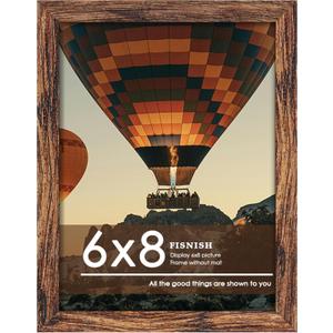 6x8 Picture Frame, Wall Hanging Gallery Photo Frame or Tabletop Display Frame, Brown, 1 Pack