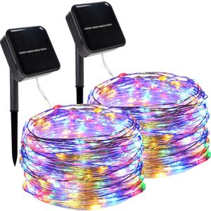 Twinkle Star 2 Pack Solar Christmas Lights Outdoor, Total 80 FT 240 LED Solar Powered Christmas Fairy Lights Waterproof with 8 Modes for Patio Garden Party Backyard Wedding Decorations Multicolor