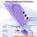 for Galaxy S25 Case 6.2", with Magnetic Ring Stand [Curly Edge] [Wireless Charging] [Reinforced Corners] Slim Fit Shockproof Protective Phone Case - Matte Purple