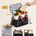 LOVEVOOK Lunch Bag Women, Insulated Wide Opening Adult Lunch Box for Women Work with Cup Holder, Large Lunch Cooler Tote Bag with Utensils Pocket for Office Campus Picnic Beach Mom Nurse Family