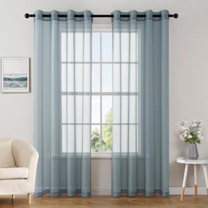 MIULEE Solid Color Sheer Curtains 84 Inches Long 2 Panels Set - Elegant Lightweight Grommet Light Filtering Window Voile Panels/Drapes/Treatment for Bedroom Living Room W54 x L84 Inch, Dusty Blue