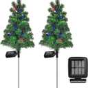 Solar Christmas Tree Garden Stake Lights Waterproof Christmas Decorations Tree Lights Outdoor Xmas Tree Light Christmas dcor Pathway Lights Patio Yard (Color, 2pcs