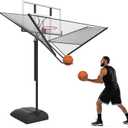 Upgrade Basketball Shot Trainer with Net Return Attachment, Heavy Duty Basketball Rebounder Ball Return for Basketball Hoop fit 18" Basketball Rim for Outdoor Indoor