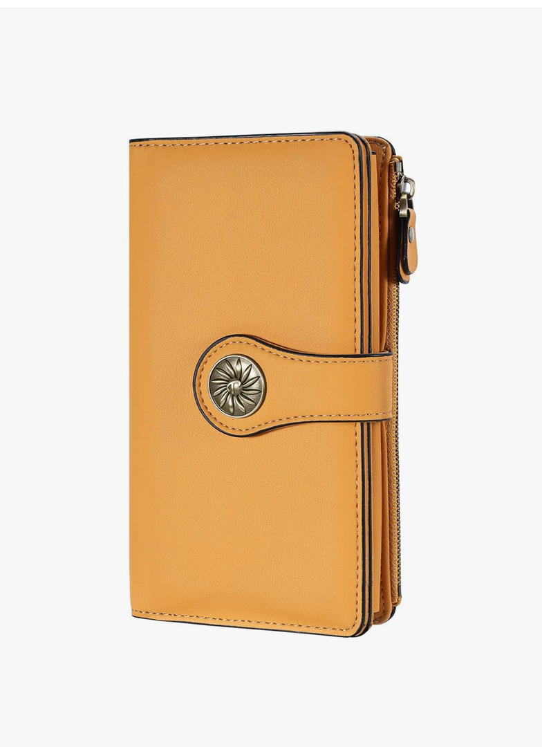 Travelambo Women's Wallet RFID Blocking Trifold Clutch Large Capacity Credit Card Holder Travel Purse