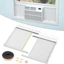 Air Jade Window Air Conditioner Side Panels with Frame, Adjustable AC Side Panels for 5,000 to 14,000 Btu Window AC Units, Extra Wide Window Air Conditioner Panels and Frame Kit, Pack of 2
