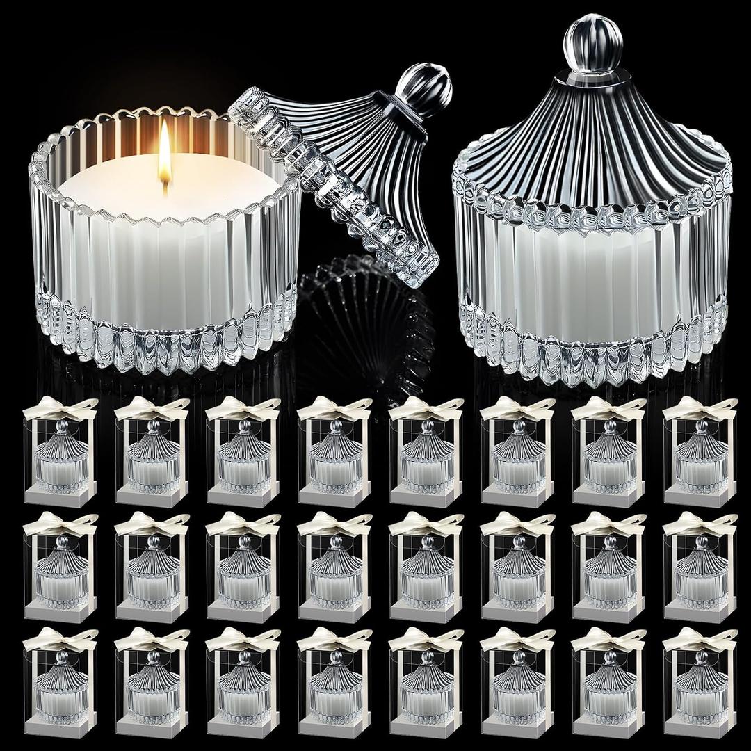 24 Pack Wedding Candle Favors for Guests in Glass Personalized Favors Candles Bulk Souvenirs Bridal Proposal Gift Thanks for Coming Wedding Party