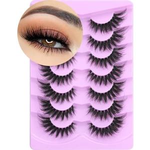 Lashes Clear Band Fox Eye Lashes 3D Volume Faux Mink Eyelashes Wispy False Eyelashes Strips 7 Pairs by Kiromiro