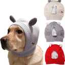 Quiet Ears for Dogs, Dog Ear Muffs Noise Protection, Pet Christmas Warm Caps Puppy Cat Hat with Ears for Medium to Large Dogs (Grey)