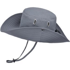 Fishing Hat for Men Women, Wide Brim Summer Safari Hat, UDF 50+ UV Protection Sun Hats, Bucket Hiking Beach Hat (Gray)