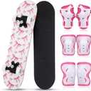 Honoson 7 Pcs Skateboard for Toddlers Beginners Knee Elbow Pads Wrist Guards Gear Set, Age 6-10 Kids 24 x 6"