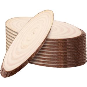 10 PCS Oval Natural Wood Slices, 10 inch Unfinished Natural Wood Pieces with Bark, Oval Craft Wood Slices for Tables Centerpieces,Wooden Sliced Coasters