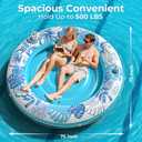 Inflatable Tanning Pool Lounger Float with Protection Tarp, 75" x 75" Pool Floats Adult with Pillow, 6 in 1 Suntan Tub Raft Floatie, Sunbathing Water Lounge Blow Up Pool Kids Ball Pit Party Gifts (Blue)