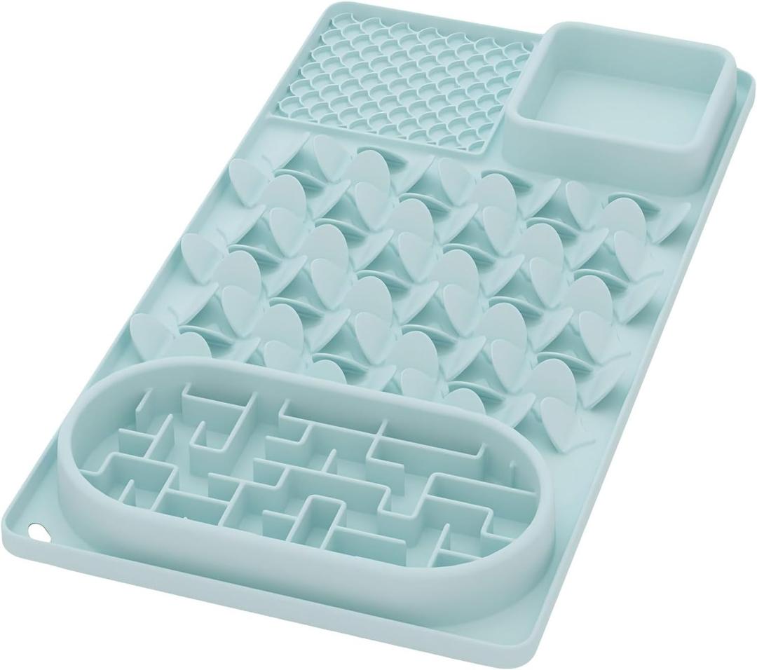 Evenco Slow Feeder Bowl for Large Dog, Silicone Lick Mat & Snuffle Mat with Suction Cups - Interactive Puzzle Feeder to Slow Eating & Keep Busy, Reduce Vomiting & Relieve Boredom (21"x 11" Mint Green)