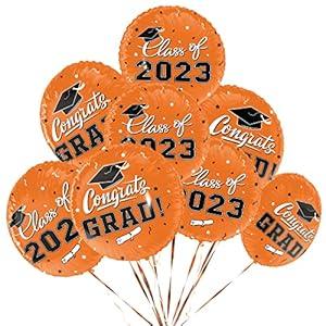 Class of 2025 Graduation Party Supplies & Decorations - 12pcs 18" Congrats Grad Orange Balloons Set for Memorable Grad Celebrations