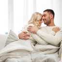 Bedsure GentleSoft Sherpa Fleece Blanket Queen Size for Bed, Non-Heated, Thick and Warm Throw for Women and Men, Soft Fuzzy Plush Queen Blanket for Winter, Linen, 90x90 Inches