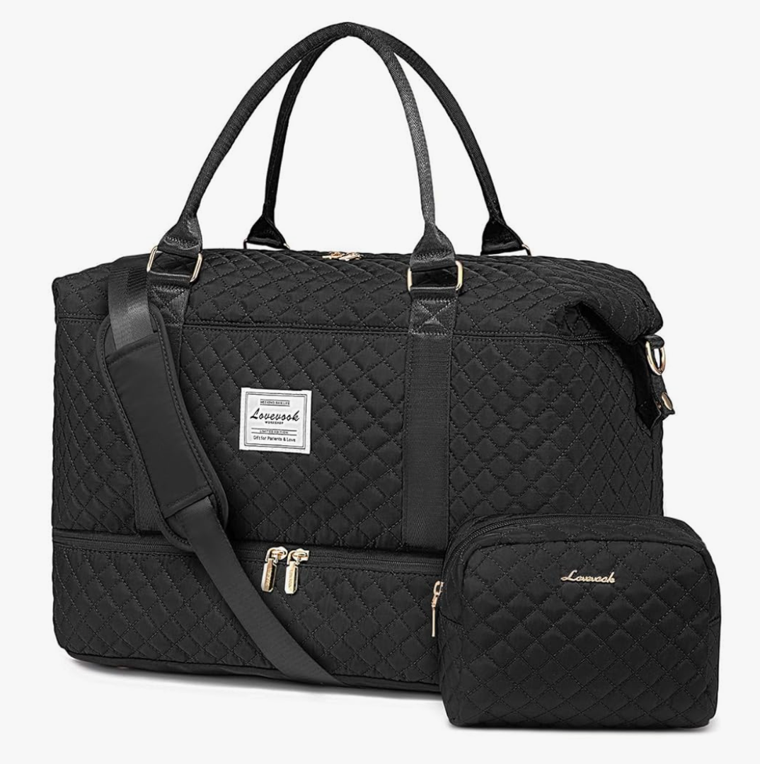 LOVEVOOK Travel Duffle Bag,Weekender Bags for Women with Shoe Compartment，Carry on Overnight Bag with Toiletry Bag,Gym Duffel Bag with Wet Pocket, Hospital Bags for Labor and Delivery